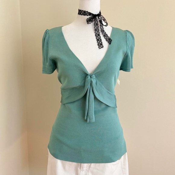 Vintage Tops - Vintage Y2K coquette preppy babydoll blue blouse lolita ruffle puff sleeve S